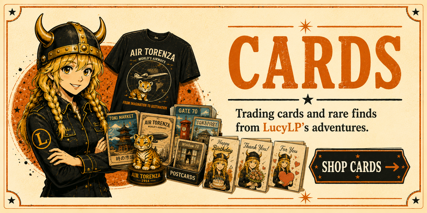 LucyLP greeting cards collection featuring Lucy and approved card designs.